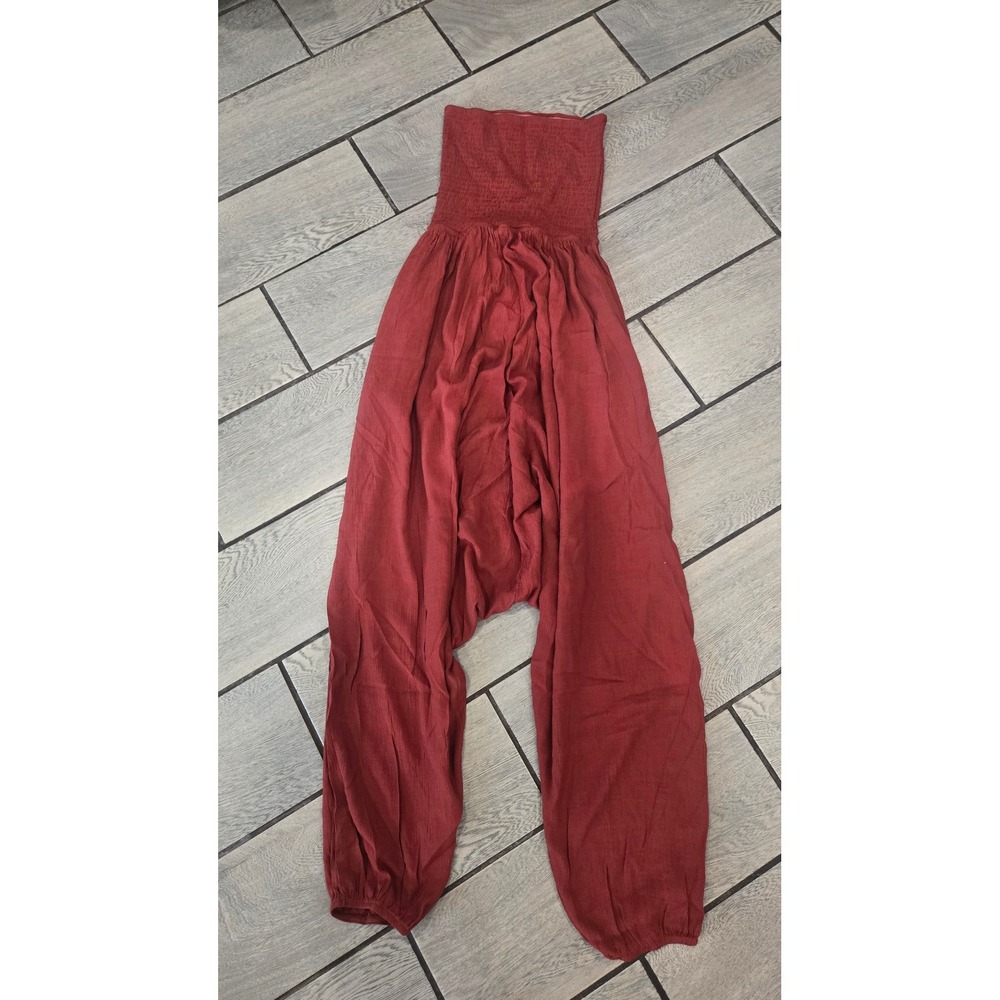 Halara XS Rust Red Harem Pants Smocked High Waist Yoga Lounge Casual